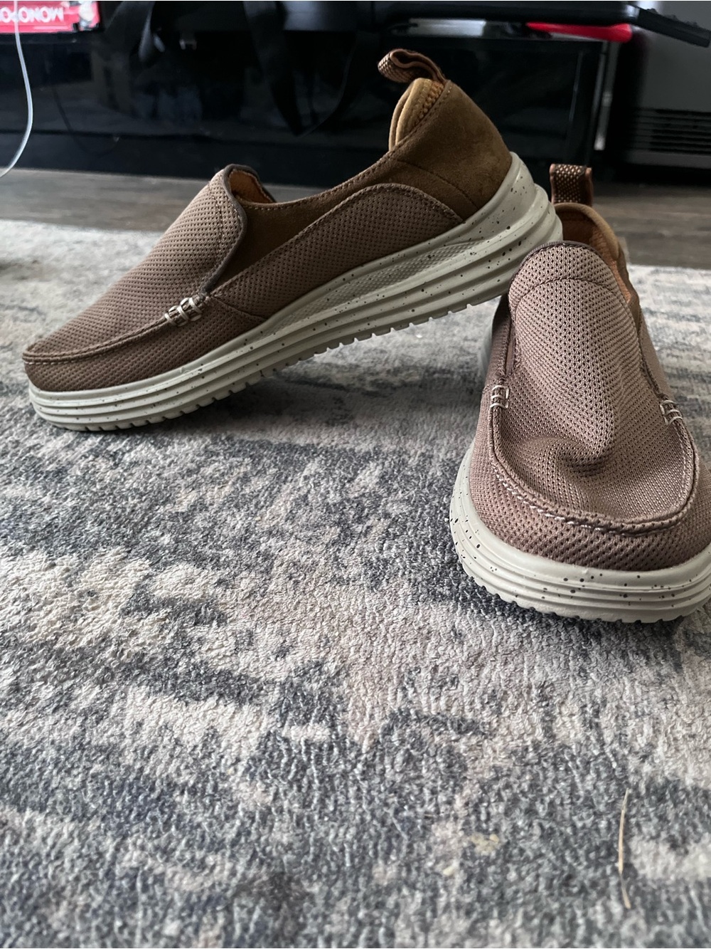Skechers Brown Slip-On Casual Loafers with White Sole